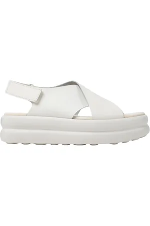 Camper Femme, Chaussures, Blanc, Taille: 38 EU Sandales Plates en Cuir Blanc