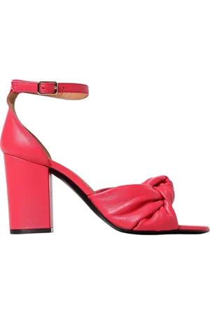 Via Roma Femme, Chaussures, Rose, Taille: 38 EU Talons blocs en cuir avec nœuds
