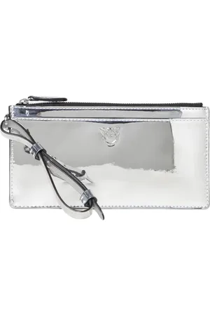 Pinko Femme, Accessoires, Gris, Taille: ONE Size Portefeuille ZipAround Argent Accessoire Élégant