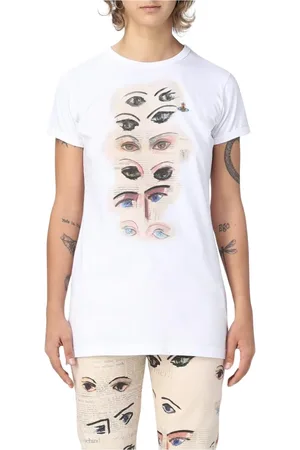 Vivienne Westwood Femme, Tops, Blanc, Taille: 36 FR T-shirt en Coton Graphique Minimaliste