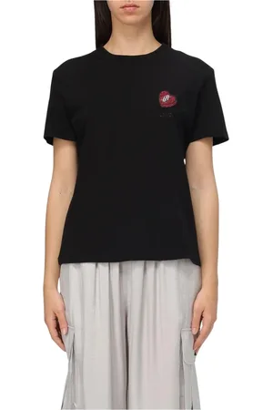 Armani Exchange Femme, Tops, Noir, Taille: 40 FR Tee-shirt Noir Cœur Style Élégant