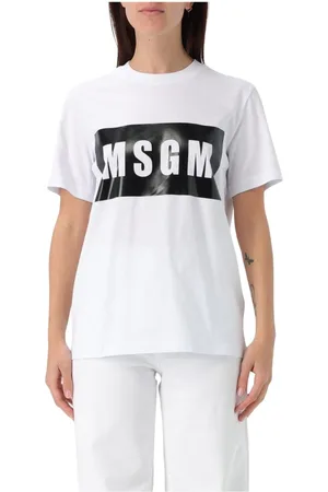 Msgm Femme, Tops, Blanc, Taille: 38 FR T-shirt Noir avec Logo pour Femme