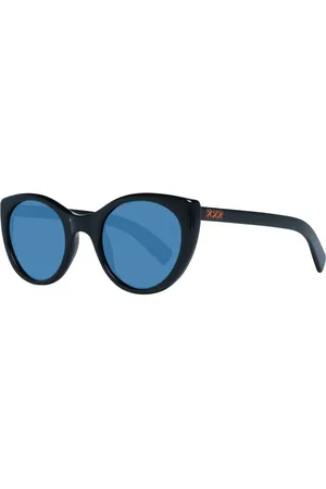 Ermenegildo Zegna Unisex, Accessoires, Noir, Taille: ONE Size Lunettes de soleil rondes noires polarisées