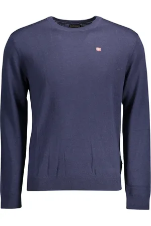 Napapijri Homme, Pulls, Bleu, Taille: 3XL Pull en Laine Bleu avec Broderie