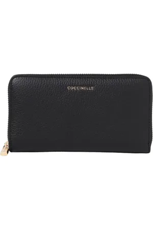 Coccinelle Femme, Accessoires, Noir, Taille: ONE Size Portefeuille en Cuir Noir à Fermeture Éclair