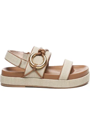 Coccinelle Femme, Chaussures, , Taille: 41 EU Sandales en toile et cuir avec détail métallique