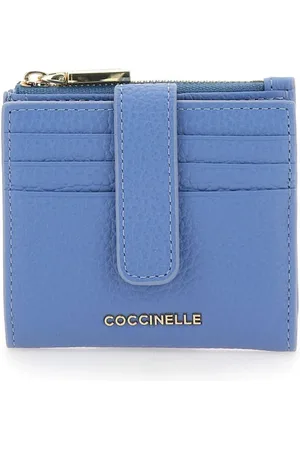 Coccinelle Femme, Accessoires, Bleu, Taille: ONE Size Portefeuille en Cuir Souple Métallique Bleu