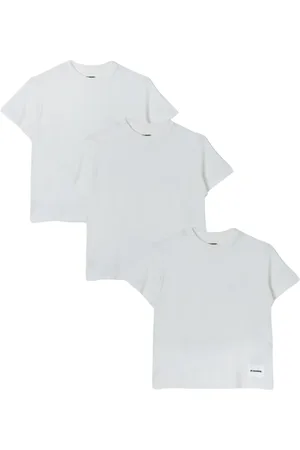 Jil Sander Femme, Tops, Blanc, Taille: 42 FR Tee-shirt col rond noir