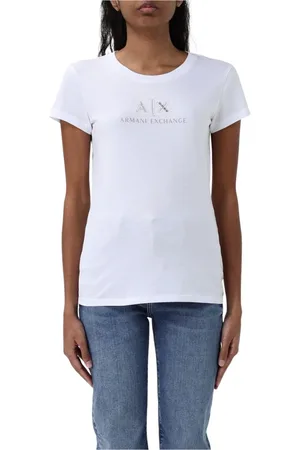 Armani Exchange Femme, Tops, Blanc, Taille: 42 FR T-shirt à Logo Ornée