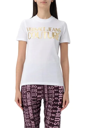 VERSACE Femme, Tops, Blanc, Taille: 36 FR T-shirt avec logo imprimé
