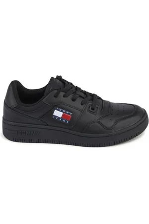 Tommy Hilfiger Femme, Chaussures, Noir, Taille: 40 EU Baskets en Cuir Noir avec Détails en Polyuréthane