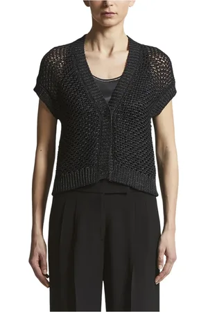 PESERICO SIGN Femme, Pulls, Noir, Taille: 34 FR Pull en tricot de coton doux