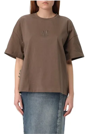 Armani Exchange Femme, Tops, Vert, Taille: 40 FR T-shirt Blanc Brodé en Coton