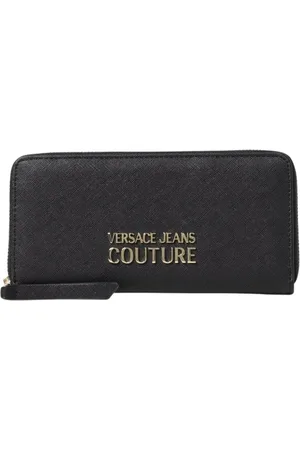 VERSACE Femme, Accessoires, Noir, Taille: ONE Size Portefeuille ZipAround Noir avec Logo