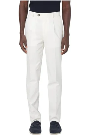Brunello Cucinelli Homme, Pantalons, Blanc, Taille: L Pantalon Blanc Plissé