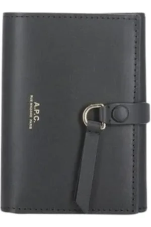 A.P.C. Femme, Accessoires, Noir, Taille: ONE Size Portefeuille Trifold en Cuir Noir avec Anneau