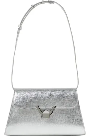 Coccinelle Femme, Sacs, Gris, Taille: ONE Size Sac à Bandoulière en Cuir Métallique