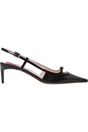 Roger Vivier Femme, Chaussures, Noir, Taille: 36 1/2 EU Escarpins Noirs en Cuir Verni à Talons Hauts