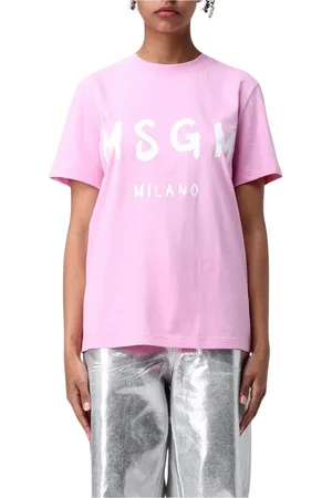 Msgm Femme, Tops, Rose, Taille: 36 FR T-shirt Rose Milano Logo