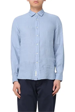 Woolrich Homme, Chemises, Bleu, Taille: M Chemise Décontractée en Lin Manches Longues