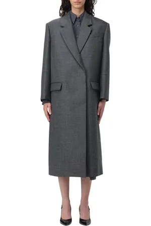 Brunello Cucinelli Femme, Manteaux, Gris, Taille: 38 FR Élégant Manteau Midi en Laine