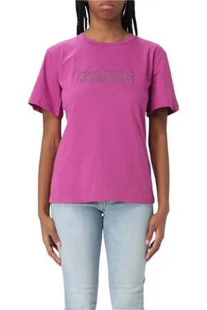 Patrizia Pepe Femme, Tops, Violet, Taille: 36 FR T-shirt violet avec logo en strass