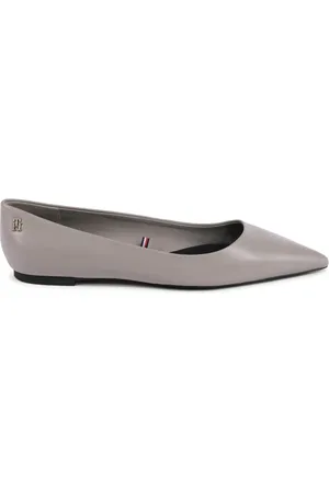 Tommy Hilfiger Femme, Chaussures, Gris, Taille: 36 EU Ballerines Plates en Cuir Gris