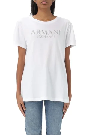 Armani Exchange Femme, Tops, Blanc, Taille: 36 FR Tee-shirt noir avec logo, élégant et polyvalent