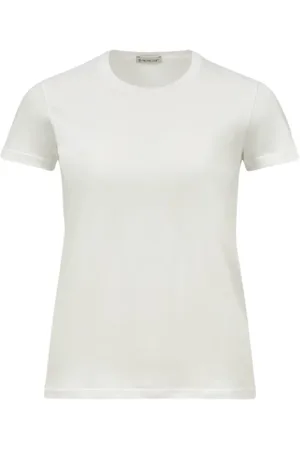 Moncler Femme, Tops, Blanc, Taille: 40 FR T-shirt en Jersey de Coton Blanc avec Logo