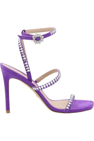 Stuart Weitzman Femme, Chaussures, Violet, Taille: 37 1/2 EU Sandales à talons ornées de cristaux en violet