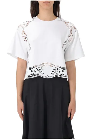 Twin-Set Femme, Tops, Blanc, Taille: 42 FR T-shirt Blanc avec Détails en Dentelle
