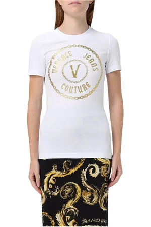 VERSACE Femme, Tops, Blanc, Taille: 34 FR T-shirt de luxe avec logo Blanc