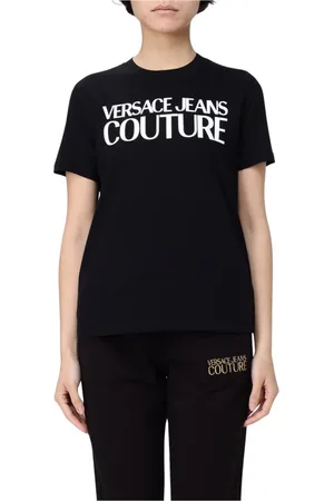 VERSACE Femme, Tops, Noir, Taille: 36 FR T-shirt à Imprimé Graphique avec Détails du Logo