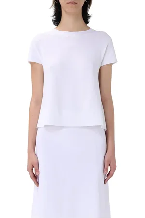 LIVIANA CONTI Femme, Tops, Blanc, Taille: 36 FR Pull à Manches Courtes en Tricot Côtelé
