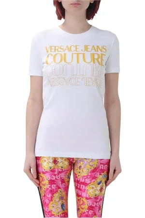 VERSACE Femme, Tops, Blanc, Taille: 38 FR Tee Logo Chic Blanc Femme