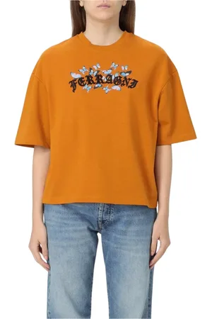 Chiara Ferragni Femme, Tops, Brun, Taille: 36 FR T-shirt marron avec impression papillon
