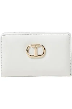 Twin-Set Femme, Accessoires, Blanc, Taille: ONE Size Portefeuille Compact avec Fermeture à Pression