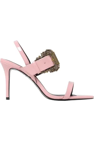VERSACE Femme, Chaussures, Rose, Taille: 39 EU Sandales à Talons en Cuir Verni Noir