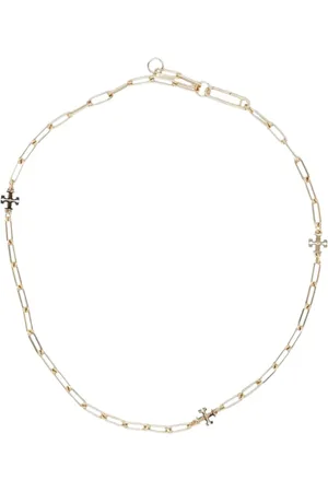 Tory Burch Femme, Accessoires, Jaune, Taille: ONE Size Collier à Charms Logo