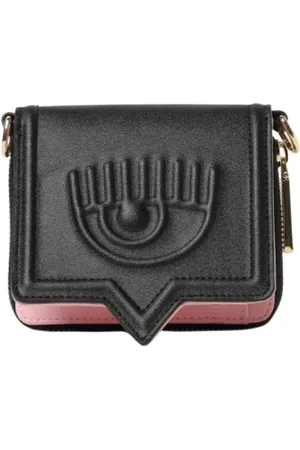 Chiara Ferragni Femme, Accessoires, Noir, Taille: ONE Size Portefeuille Noir avec Chaîne