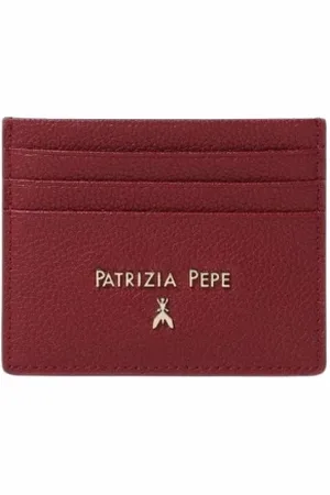 Patrizia Pepe Femme, Accessoires, Rouge, Taille: ONE Size Porte-cartes en Cuir Rouge