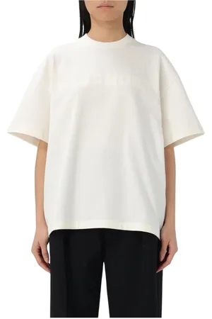 Jil Sander Femme, Tops, Blanc, Taille: 36 FR Tee-shirt à Logo en Relief Noir Femmes