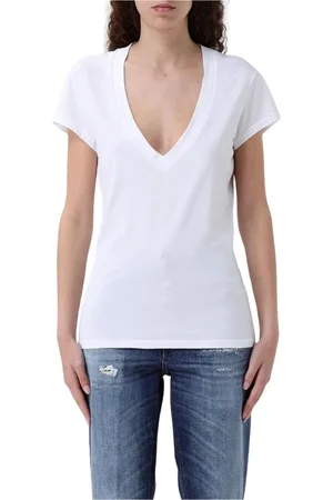 Dondup Femme, Tops, Blanc, Taille: 42 FR T-shirt blanc col en V