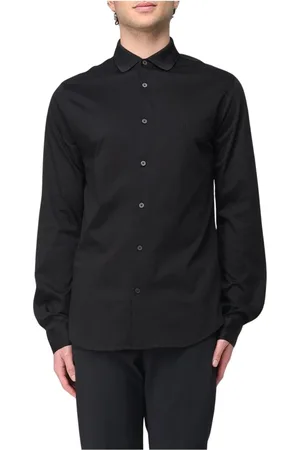 Armani Exchange Homme, Chemises, Noir, Taille: M Chemise en Coton Noir Élégante et Polyvalente
