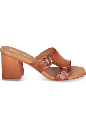 santoni Femme, Chaussures, Brun, Taille: 38 1/2 EU Sandalette marron à boucle et talon