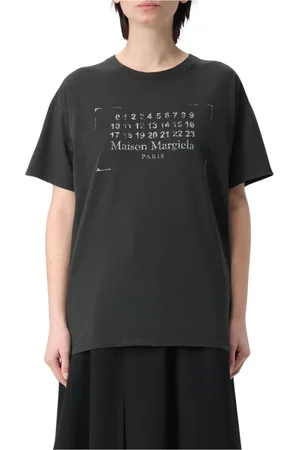 Maison Margiela Femme, Tops, Noir, Taille: 40 FR Tee-shirt Graphique Blanc Style Minimaliste