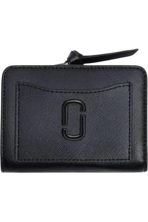 Marc Jacobs Femme, Accessoires, Noir, Taille: ONE Size Portefeuille Bifold en Cuir Noir avec Fermeture à Pression