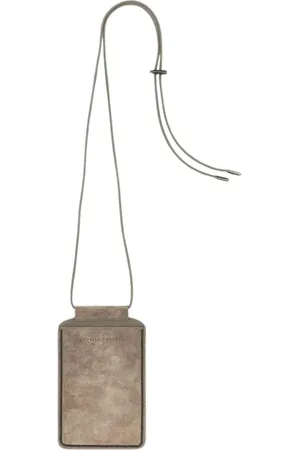 Brunello Cucinelli Femme, Accessoires, Gris, Taille: ONE Size Étui Téléphone en Cuir Suédé Rose