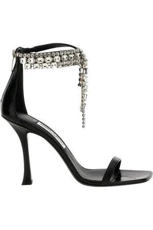 Jimmy Choo Femme, Chaussures, Noir, Taille: 40 EU Sandales Noires à Talons avec Cristaux