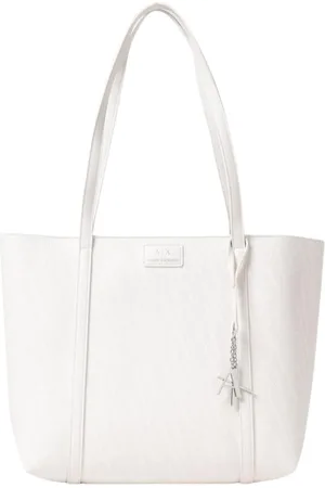 Armani Exchange Femme, Sacs, Blanc, Taille: ONE Size Sac Fourre-Tout Structuré Blanc avec Charme